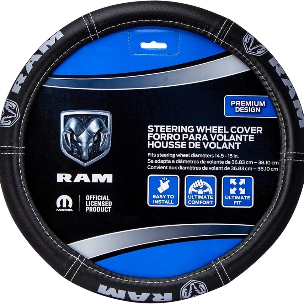 Plasticolor 006697R25 Ram Deluxe Elite Steering Wheel Cover - Gray Logo
